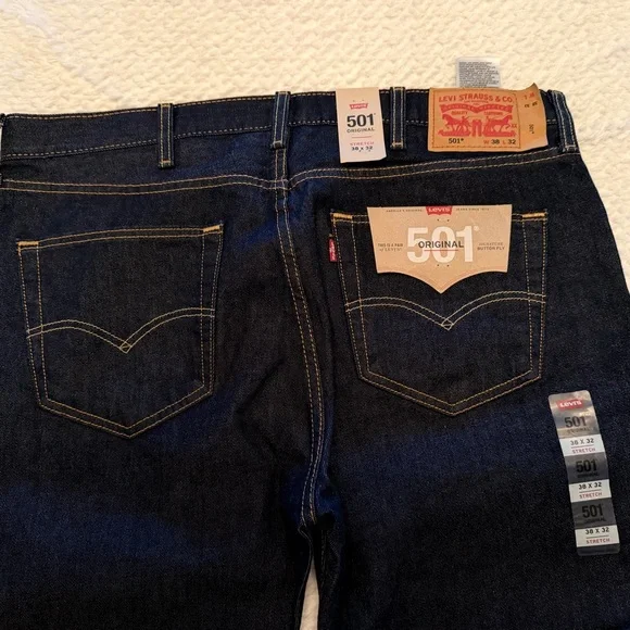 Levi's Men's 501 Straight Jeans - Deep Indigo Button fly - Picture 4 of 6